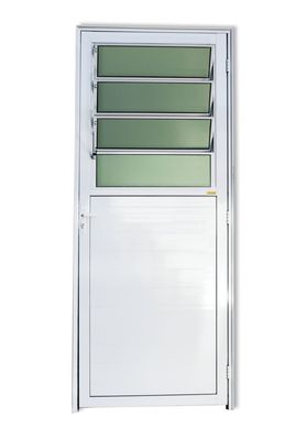 Porta Basulante Lambri Alumnio Branco Esquerda 210x86x4,6cm Super 25