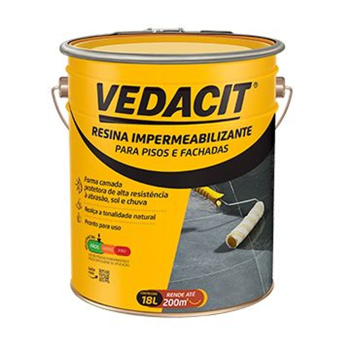 Resina Impermeabilizante para Pisos e Fachadas Balde 18 Litros Vedacit, marca Vedacit - Foto Principal