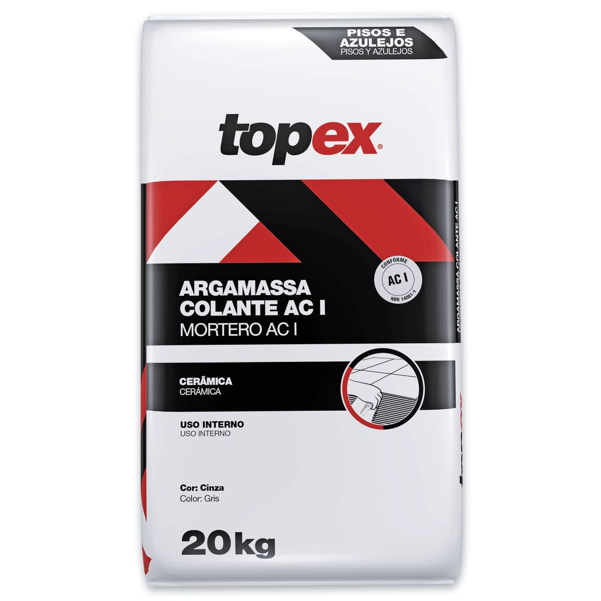 Argamassa ACI Interno Cinza 20kg Topex, marca Topex - Foto Principal