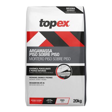 Argamassa Piso Sobre Piso Interno e Externo Cinza 20kg Topex
