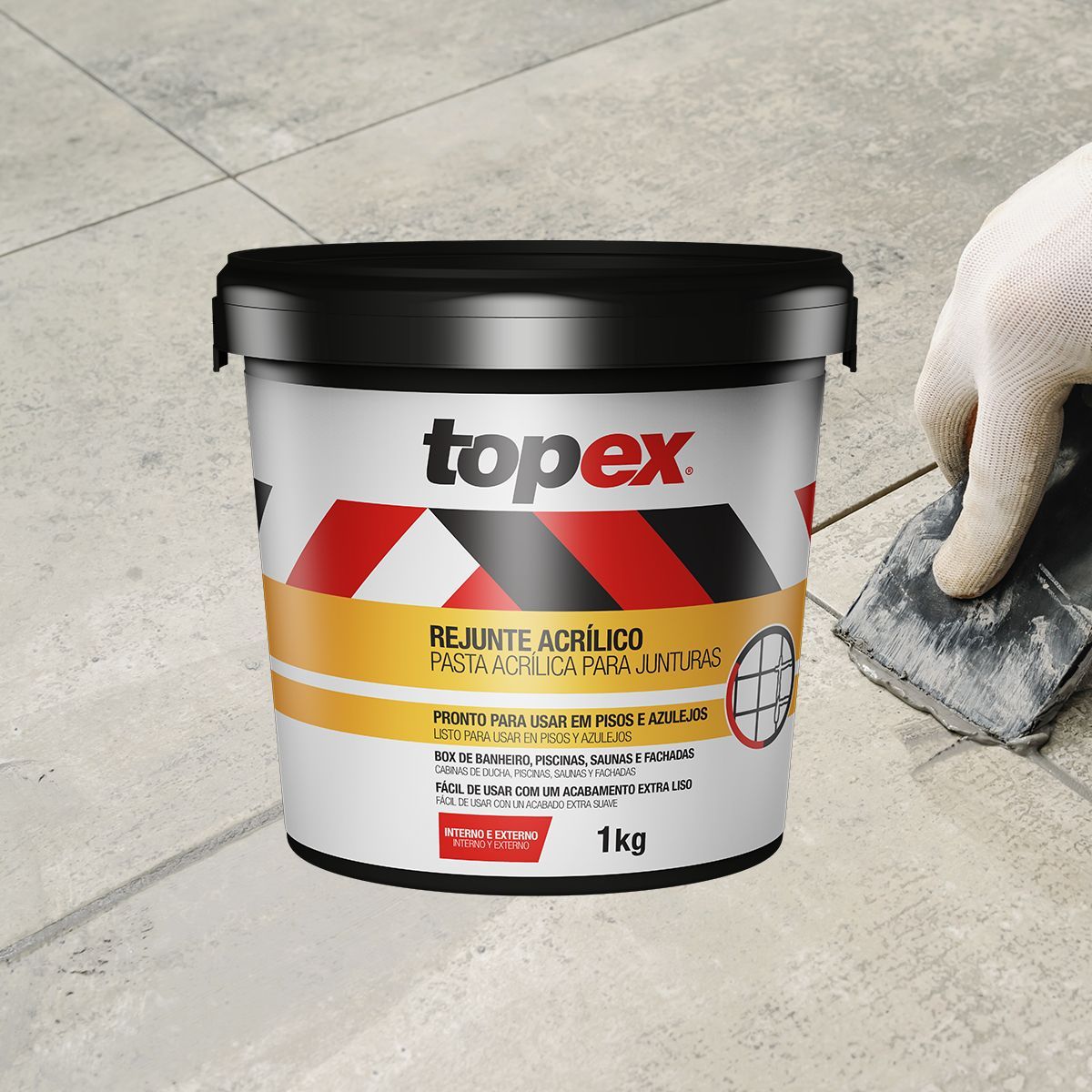 Rejunte Acrílico Branco 1kg Topex, marca Topex - Foto 2