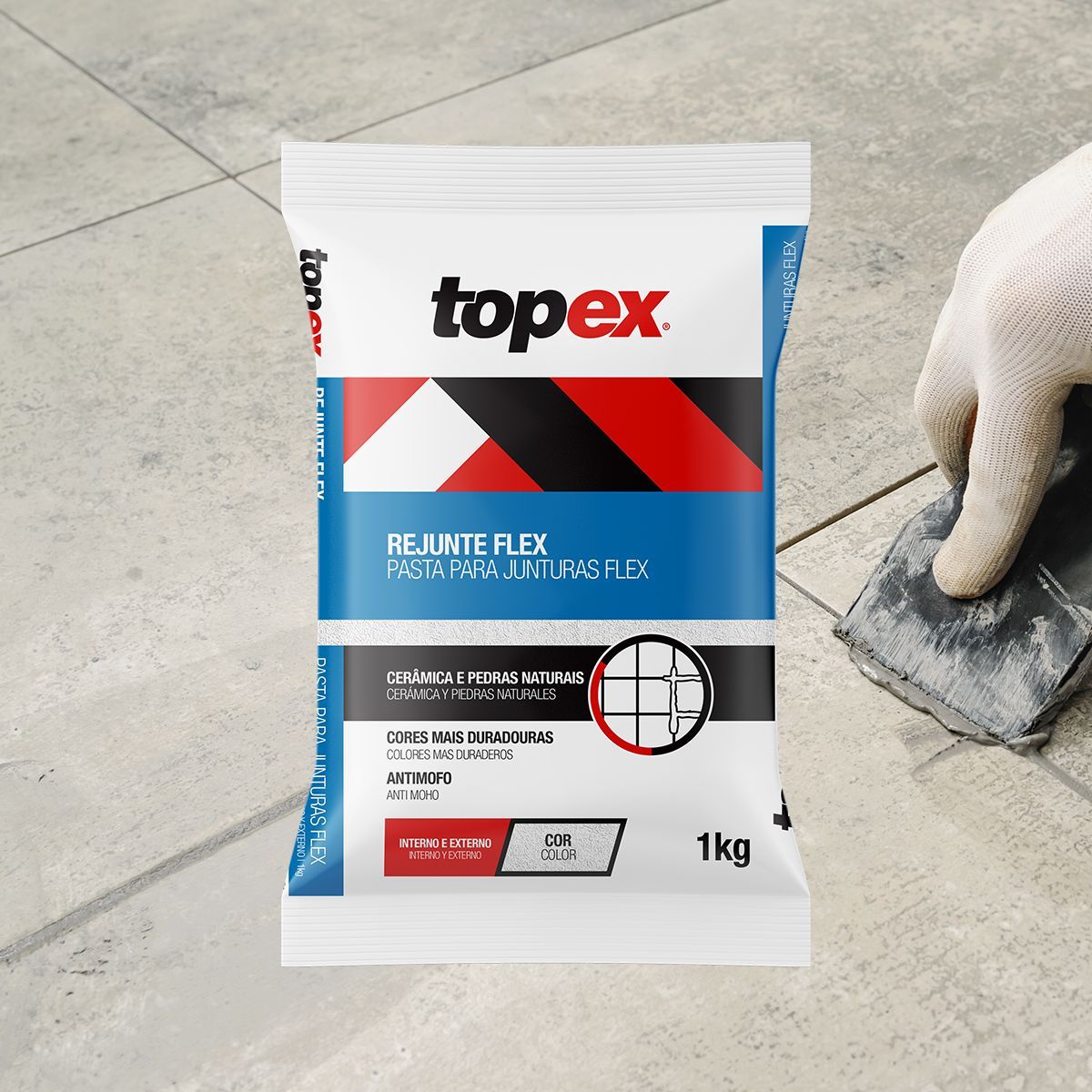 Rejunte Flexível Bege 1kg Topex, marca Topex - Foto 2