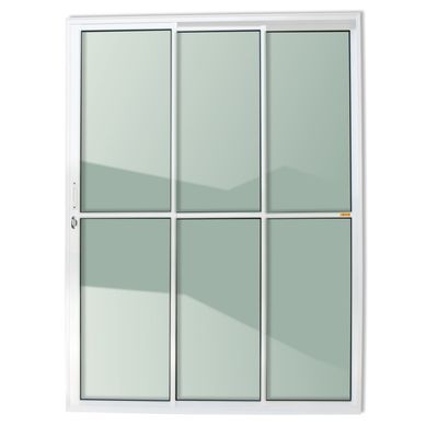 Porta de Correr Alumnio Branco 3 Folhas Esquerda 210x180x11,5cm Super 25