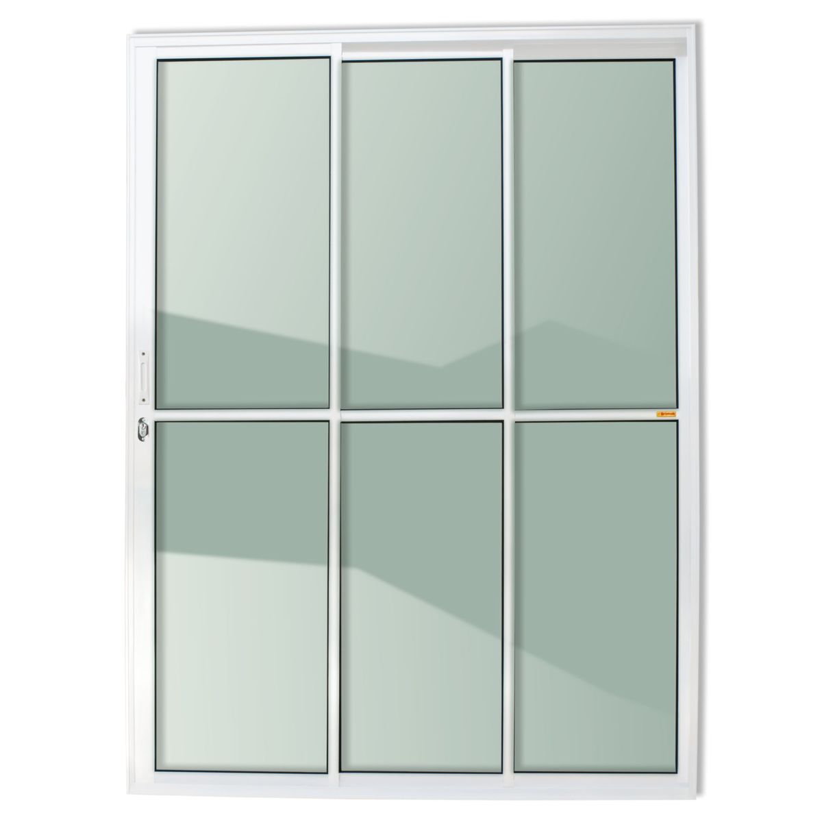Porta de Correr Alumínio Branco 3 Folhas Esquerda 210x150x11,5cm Super 25, marca Brimak - Foto Principal