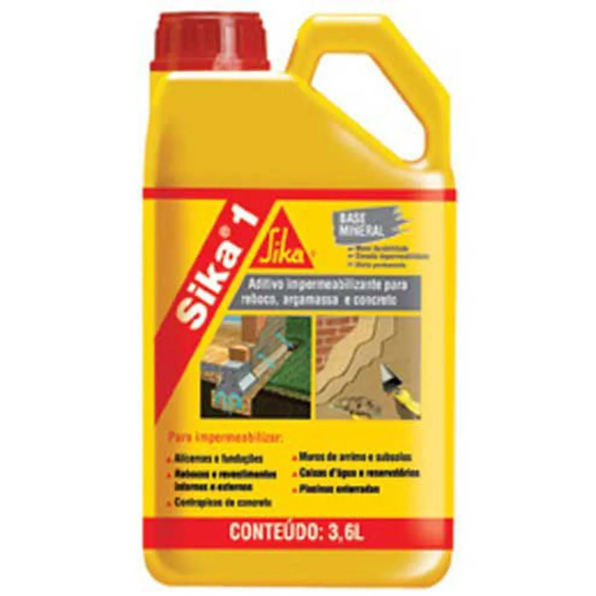 Aditivo Impermeabilizante para Reboco, Argamassa e Concreto Sika 1 3,6L Sika, marca Sika - Foto Principal