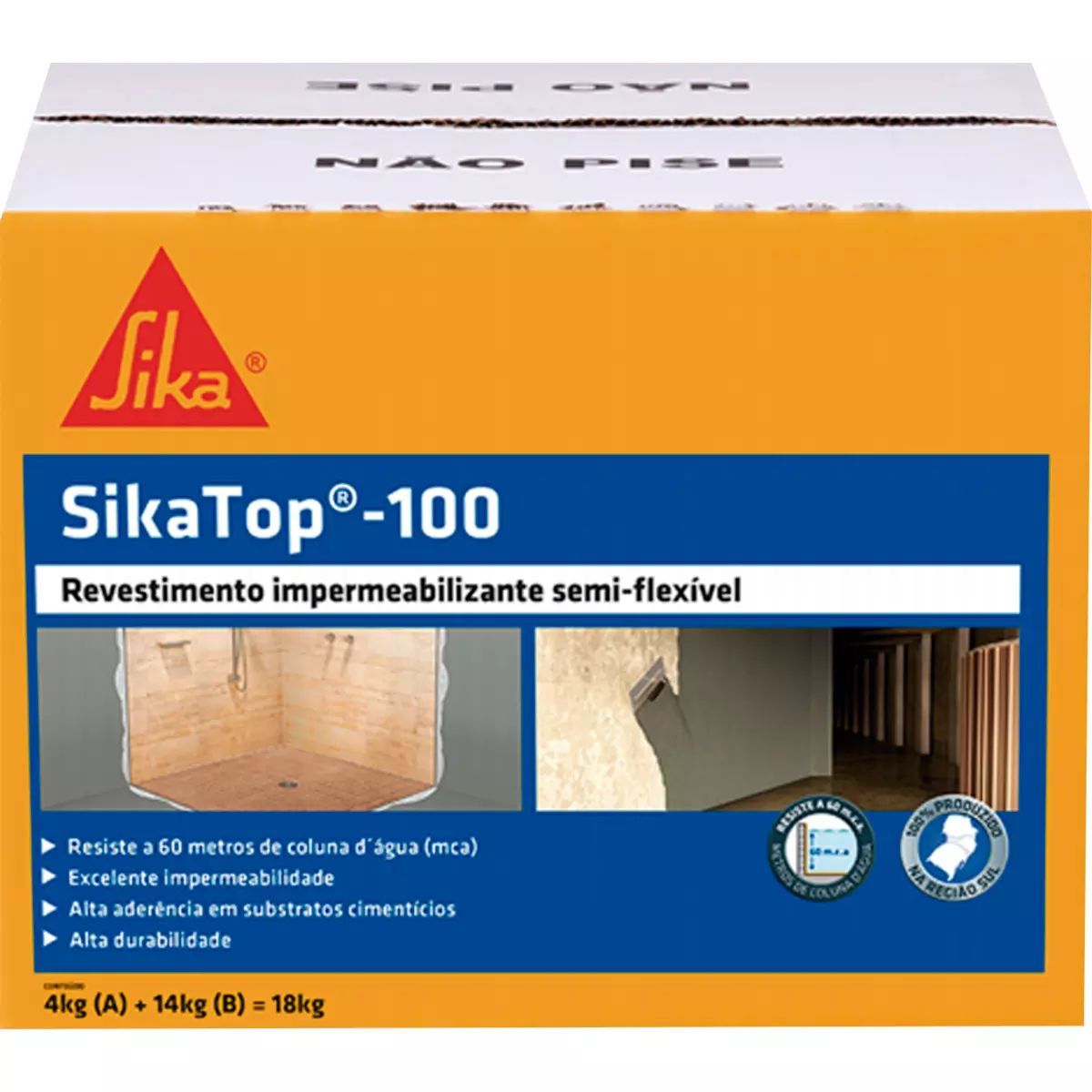Revestimento Impermeabilizante Semiflexível SikaTop 100 Cinza 18kg Sika, marca Sika - Foto Principal