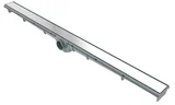 Ralo Linear Leve Lisa Saída Na Lateral No Meio Aço Inox 5X90Cm