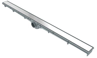 Ralo Linear Leve Lisa Sada Na Lateral No Meio Ao Inox 5X90Cm