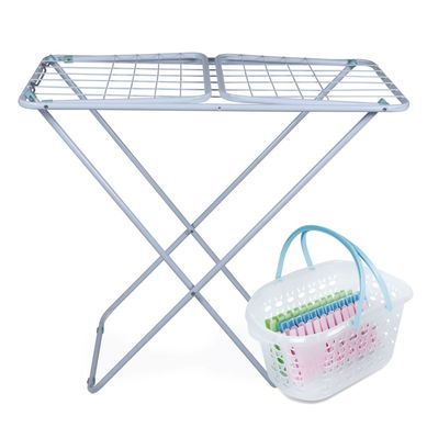 Kit Cesto com Pregadores Standard 6071 + Varal de Cho com Abas Slim 144x49x89cm