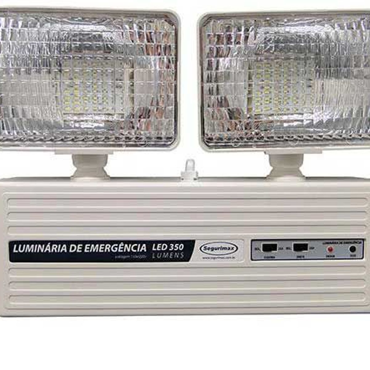 Luminária de Emergência 2 Faróis 350 Lumens, Branco, marca Segurimax - Foto Principal