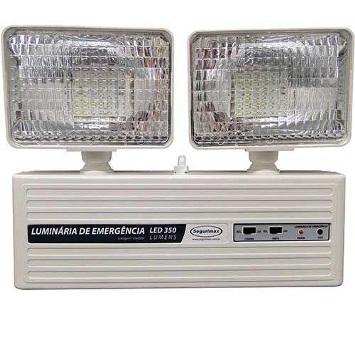 Luminária de Emergência 2 Faróis 350 Lumens, Branco, marca Segurimax - Foto Principal