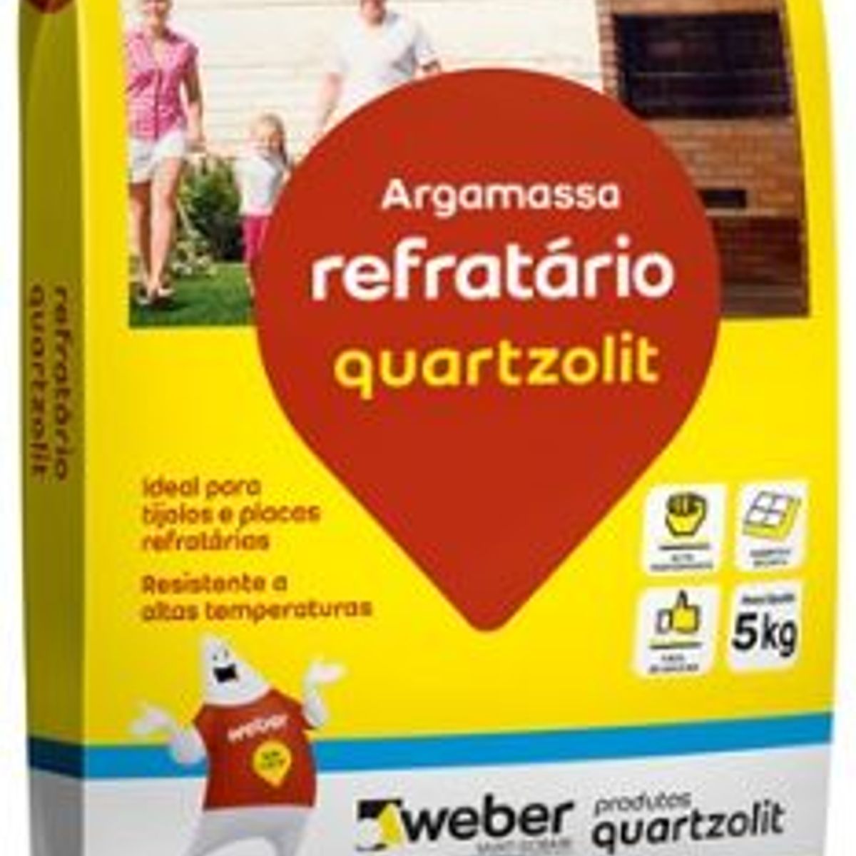 Argamassa para Tijolos Refratários, Cinza, 5kg, marca Quartzolit - Foto Principal