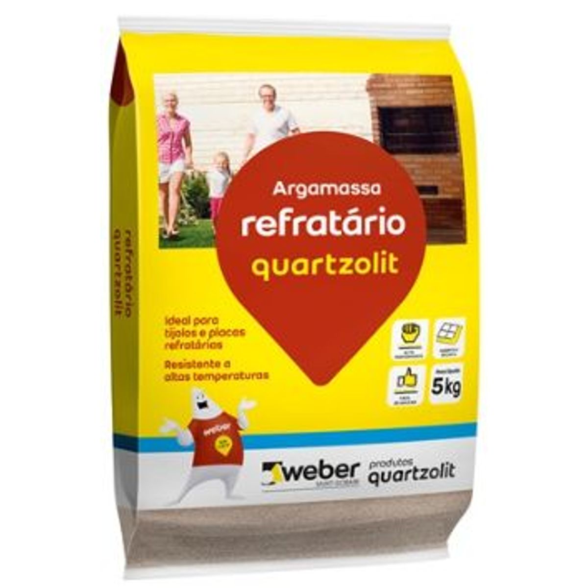 Argamassa para Tijolos Refratários, Cinza, 5kg, marca Quartzolit - Foto Principal