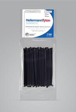 Abraadeira Nylon T18R Preta 2,5X100mm Embalagem Com 100 Unidades