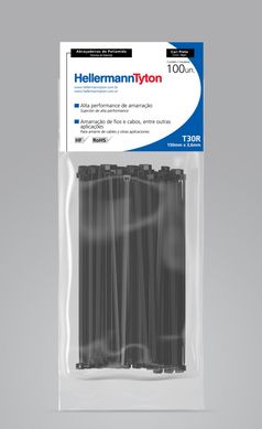 Abraadeira Nylon T30R Preta 3,6X150mm Embalagem Com 100 Unidades
