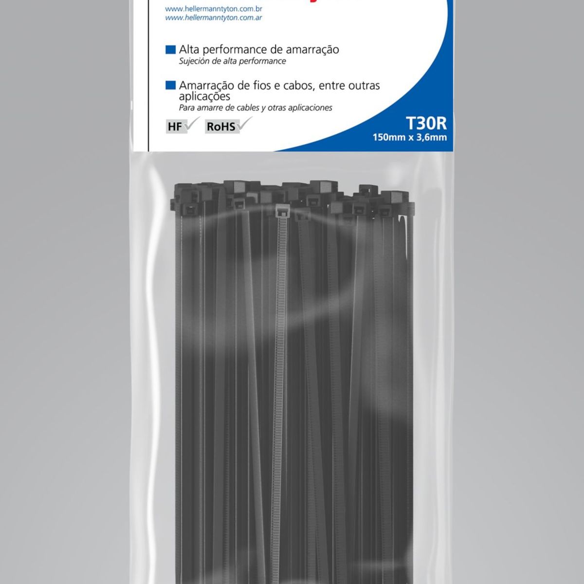 Abraçadeira Nylon T30R Preta 3,6X150mm Embalagem Com 100 Unidades, marca Hellermann - Foto Principal