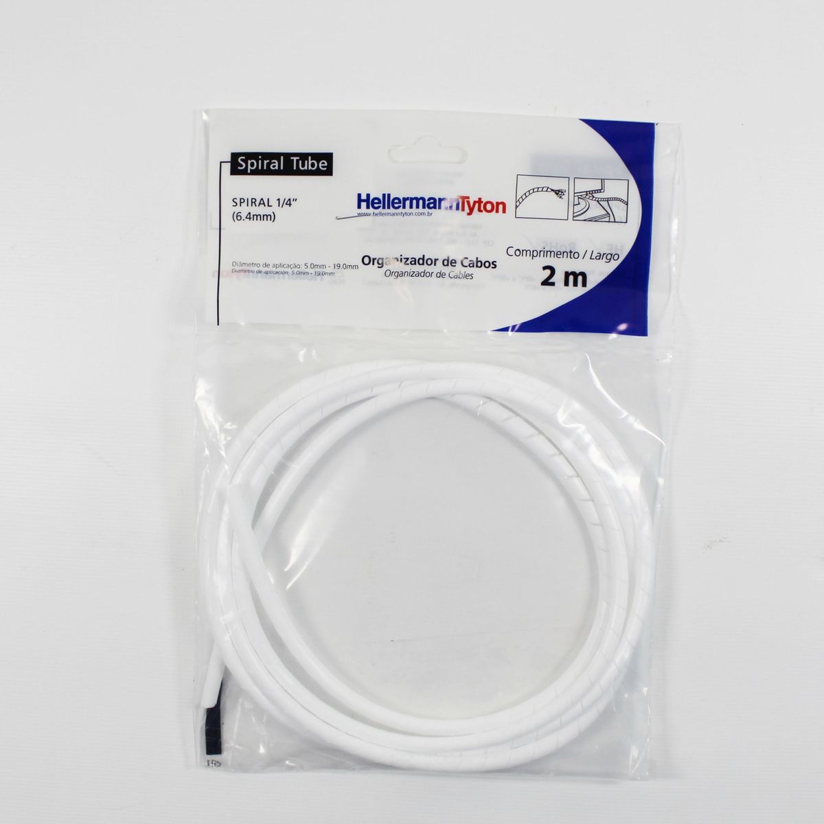 Espiral Organizador De Cabos Branco 1/4"X2m, marca Hellermann - Foto Principal