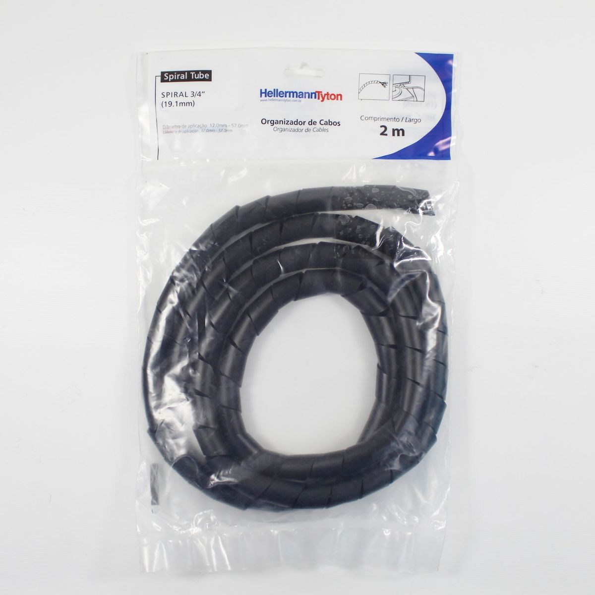 Espiral Organizador De Cabos Preto 3/4"X2m, marca Hellermann - Foto 2