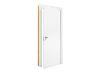 Porta Montada de Giro Lisa Madeira Colmeia Fundo Primer Branco Esquerda 215x88x14cm Starndard