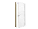 Porta Montada de Giro Frisada Madeira Solida MDP Branco UV Acabado Direita 215x88x14cm Bella