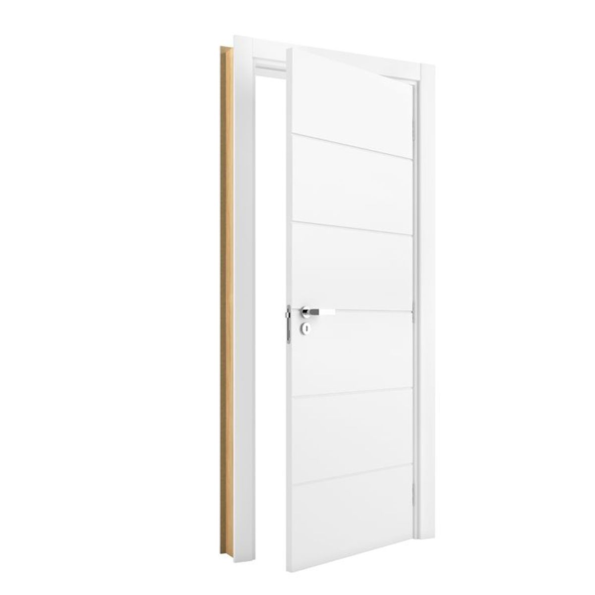 Porta Montada de Giro Frisada Madeira Solida MDP UV Acabado Esquerda 215x88x14cm Bella, marca Vert - Foto Principal