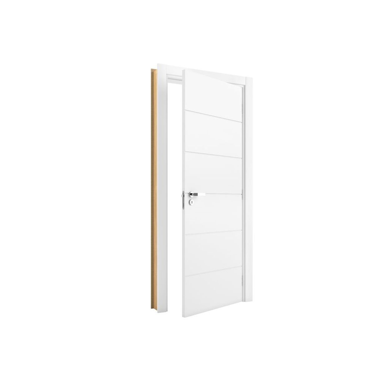 Porta Montada de Giro Frisada Madeira Solida MDP UV Acabado Esquerda 215x88x14cm Bella, marca Vert - Foto Principal