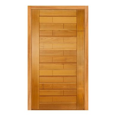 Porta Montada Pivotante Madeira Macica Tauari Natural Reversvel 214X108X14cm Roma
