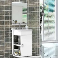 Gabinete para Banheiro com Cuba e Espelho Vega 45cm Branco Cerocha