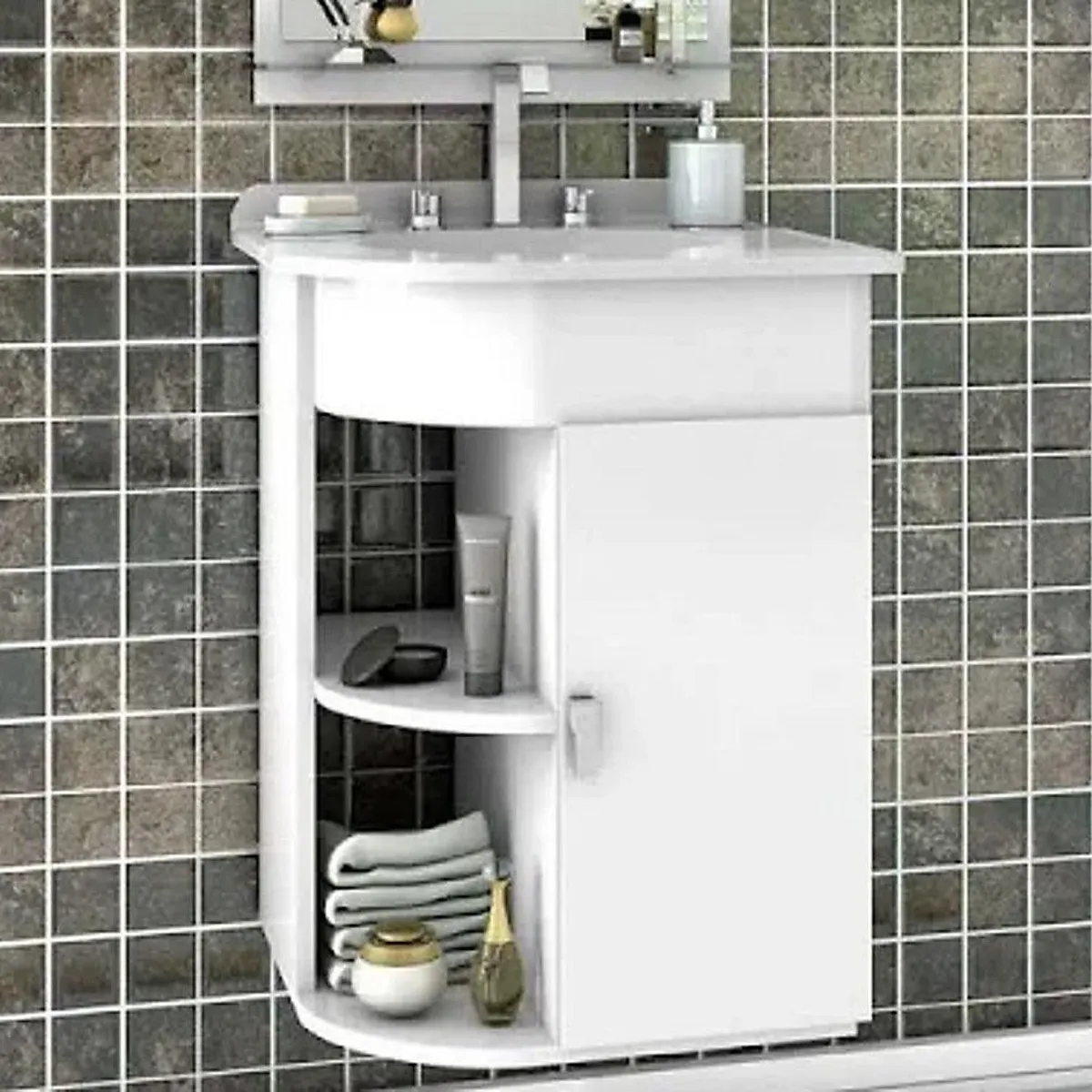 Gabinete para Banheiro com Cuba e Espelho Vega 61cm Branco Cerocha, marca Cerocha - Foto 2
