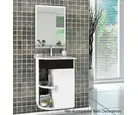 Gabinete para Banheiro com Cuba e Espelho Vega 45cm Branco/Preto Cerocha