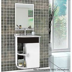Gabinete para Banheiro com Cuba e Espelho Vega 45cm Branco/Preto Cerocha