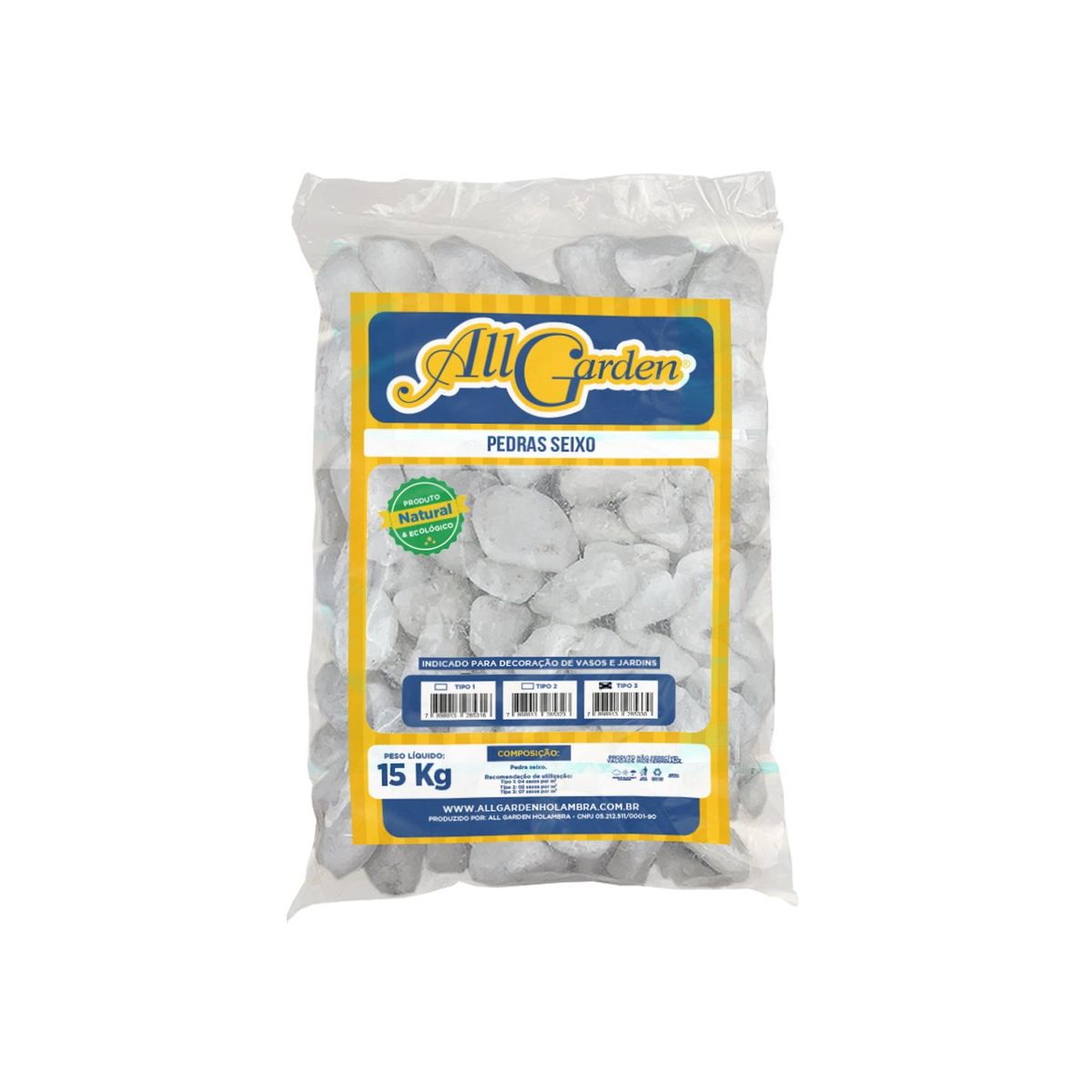 Pedras Seixo para Decoração tipo 03 saco 15Kg, marca All Garden - Foto Principal