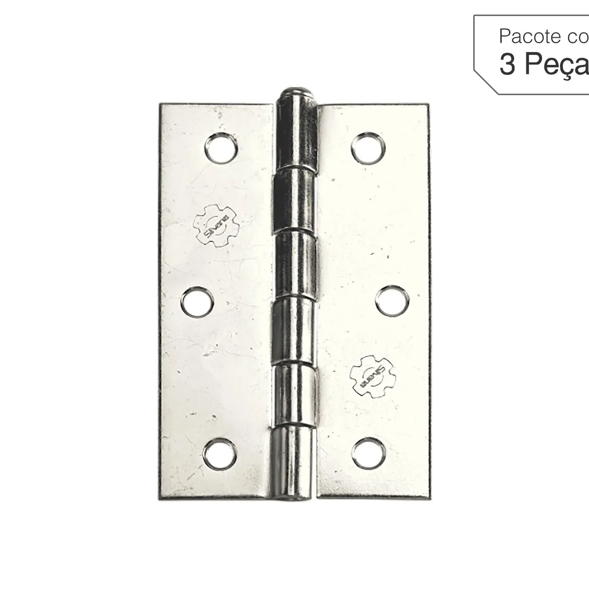 Dobradiça Niquelado de Aço para Porta 3 " Modelo 850 3 peças, marca Lafonte - Foto Principal