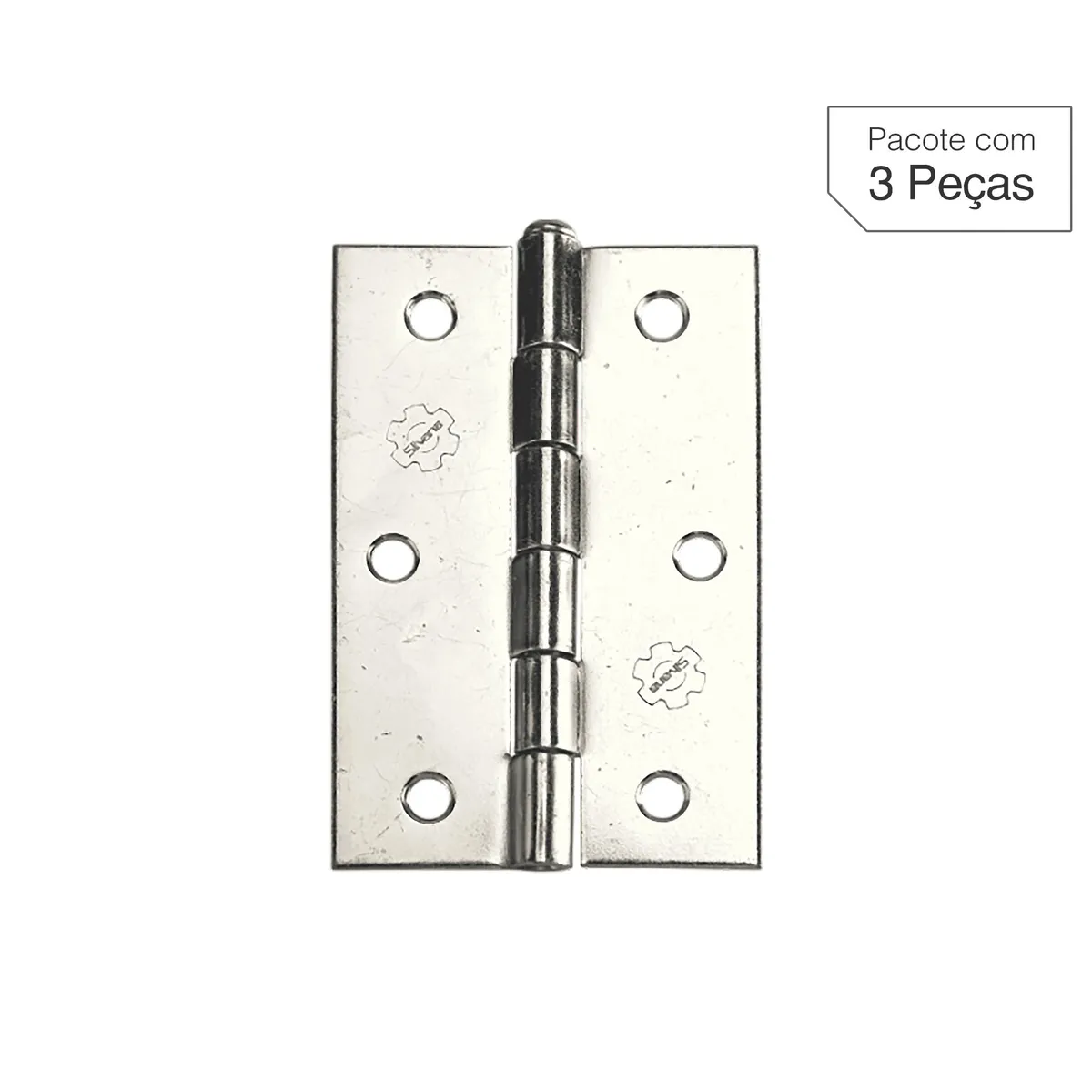 Dobradiça Niquelado de Aço para Porta 3 " Modelo 850 3 peças, marca Lafonte - Foto Principal