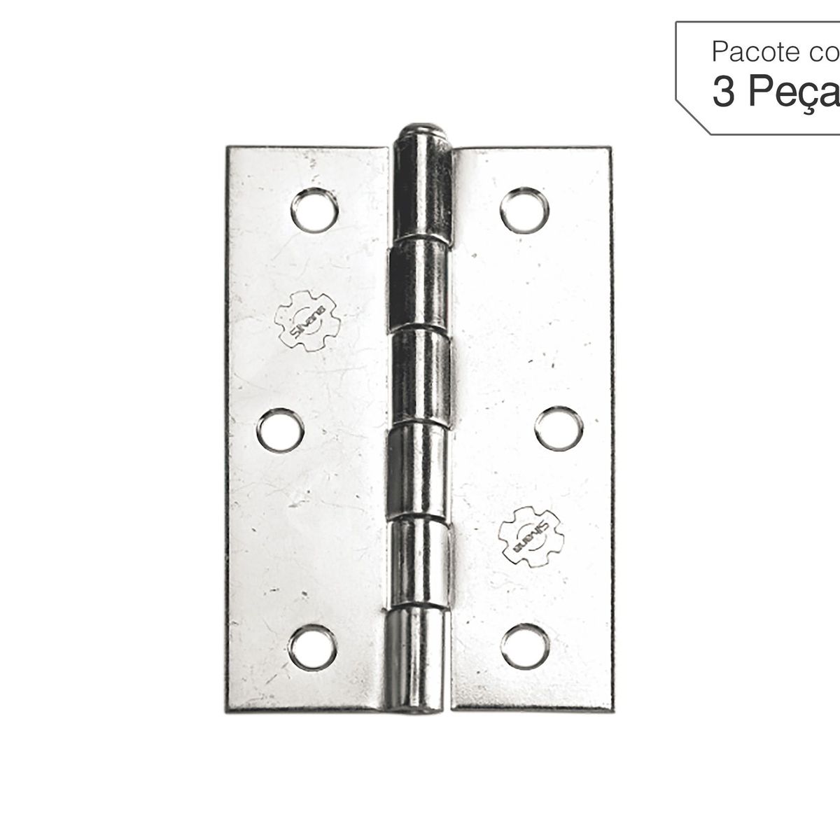 Dobradiça Cromado de Aço para Porta 3x2,5 " Modelo 850 3 peças, marca Lafonte - Foto Principal