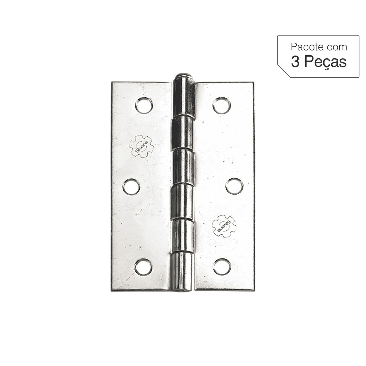 Dobradiça Cromado de Aço para Porta 3x2,5 " Modelo 850 3 peças, marca Lafonte - Foto Principal