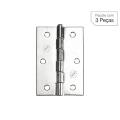 Dobradiça Cromado de Aço para Porta 3x2,5 " Modelo 850 3 peças