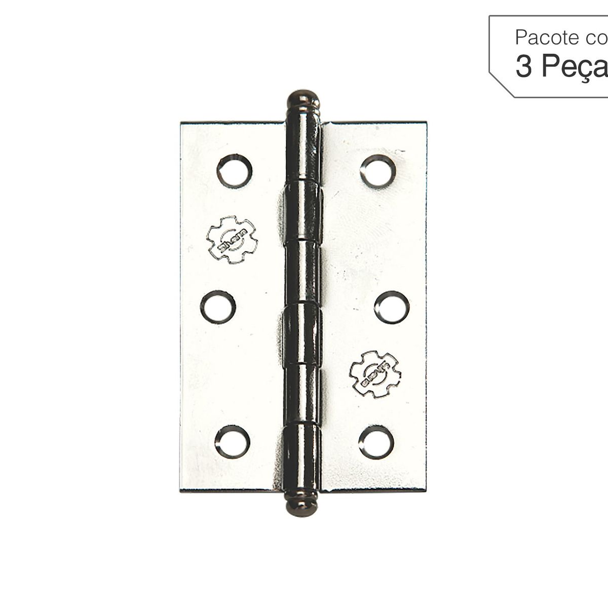Dobradiça Niquelado de Aço para Porta 3x2,5 " Modelo 880 3 peças, marca Lafonte - Foto Principal