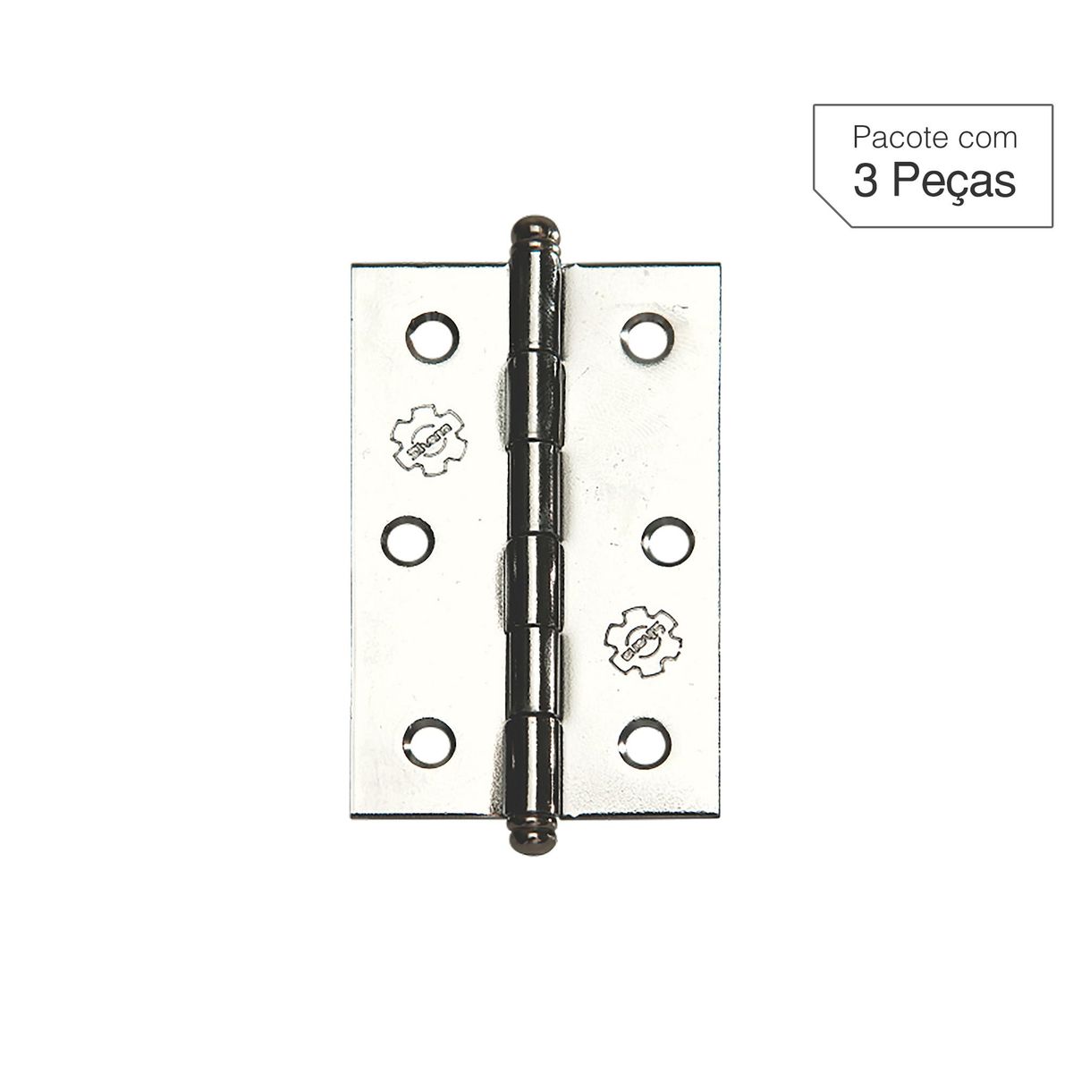 Dobradiça Niquelado de Aço para Porta 3x2,5 " Modelo 880 3 peças, marca Lafonte - Foto Principal