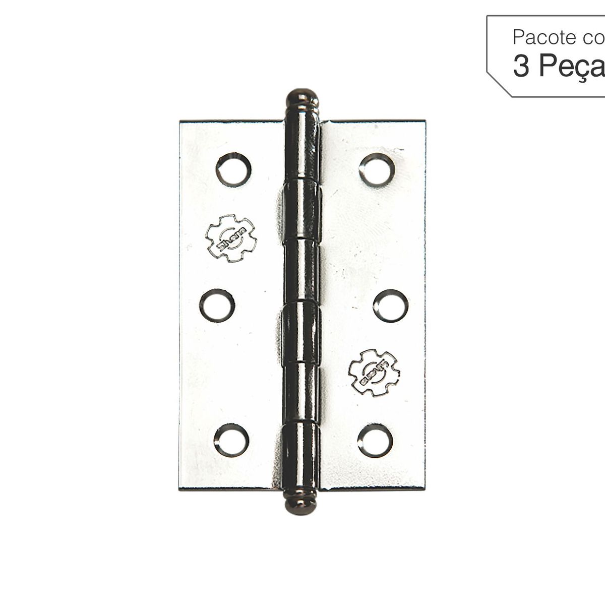Dobradiça Cromado de Aço para Porta 3,5 " Modelo 880 3 peças, marca Lafonte - Foto Principal