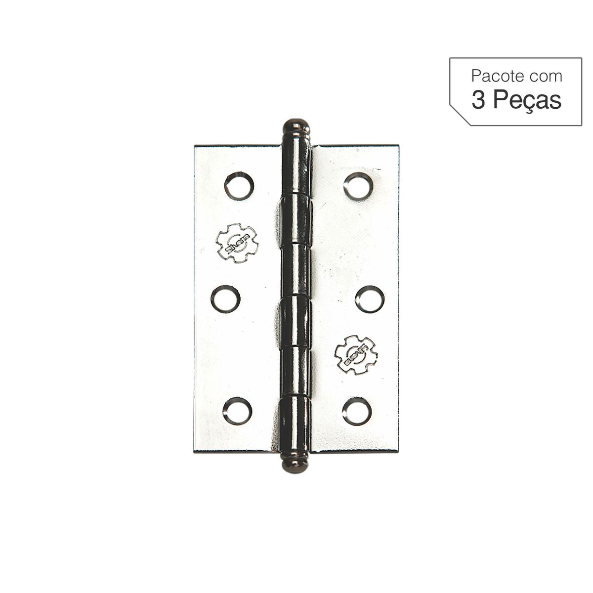 Dobradiça Cromado de Aço para Porta 3,5 " Modelo 880 3 peças, marca Lafonte - Foto Principal