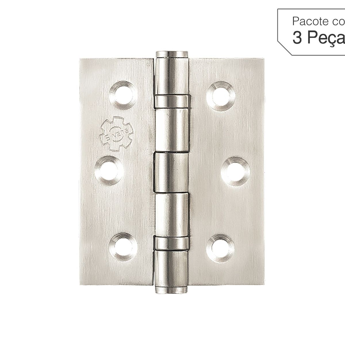 Dobradiça Escovado de Inox para Porta 3,5x3 " Modelo 882 3 peças, marca Lafonte - Foto Principal