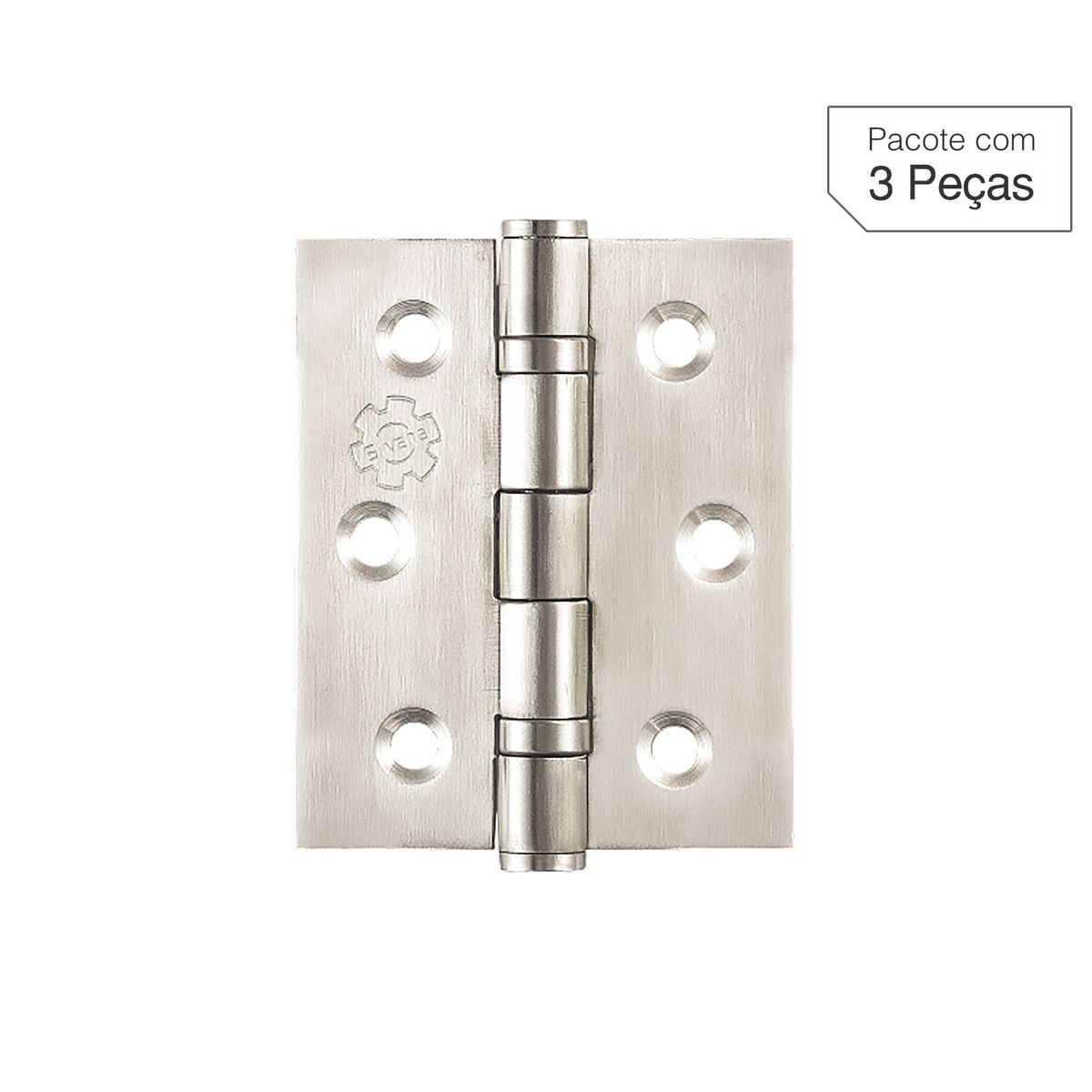 Dobradiça Escovado de Inox para Porta 3,5x3 " Modelo 882 3 peças, marca Lafonte - Foto Principal