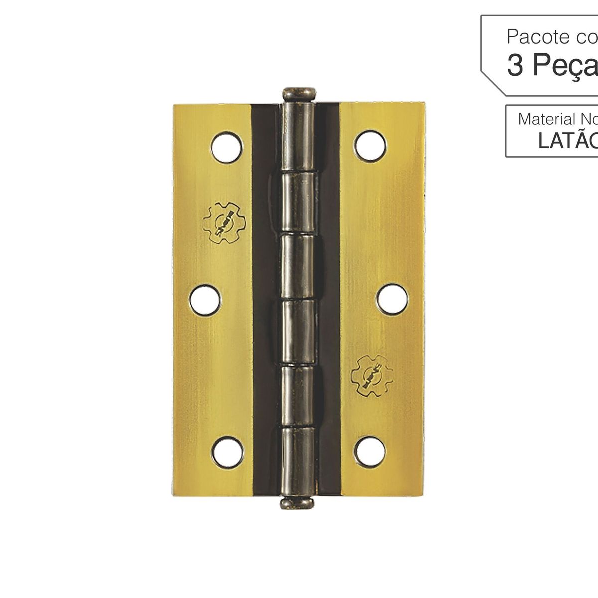Dobradiça Oxidado de Aço para Porta 3 " Modelo 888 3 peças, marca Lafonte - Foto Principal