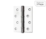 Dobradiça Cromado de Aço para Porta 3,5x3 " Modelo 891 3 peças