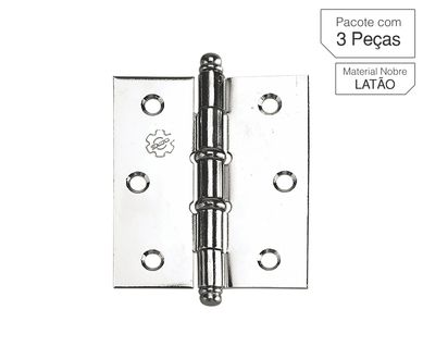 Dobradia Cromado de Ao para Porta 3,5x3 