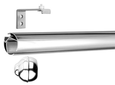 Kit Trilho Redondo com Suporte Simples 28mm 200 cm Cromado