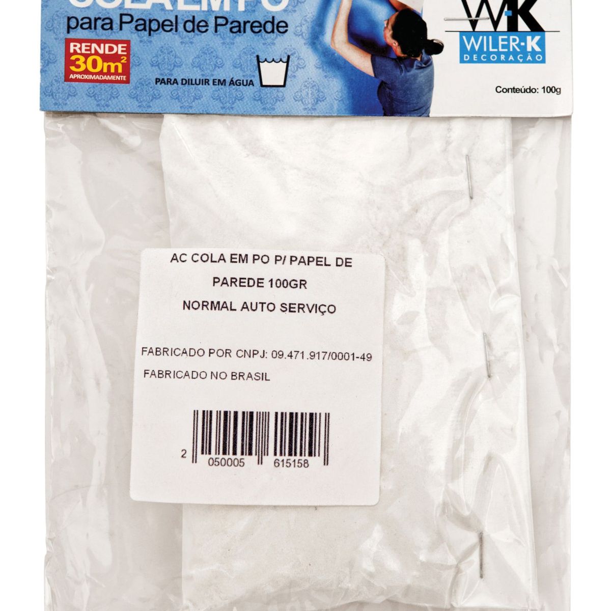 Cola em Po para Papel de Parede 100g, marca Wiler K - Foto Principal