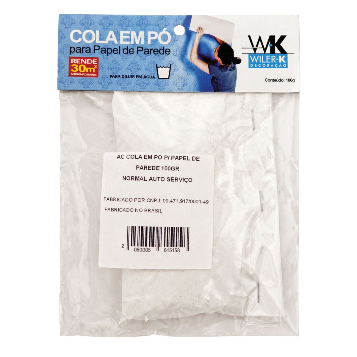 Cola em Po para Papel de Parede 100g, marca Wiler K - Foto Principal