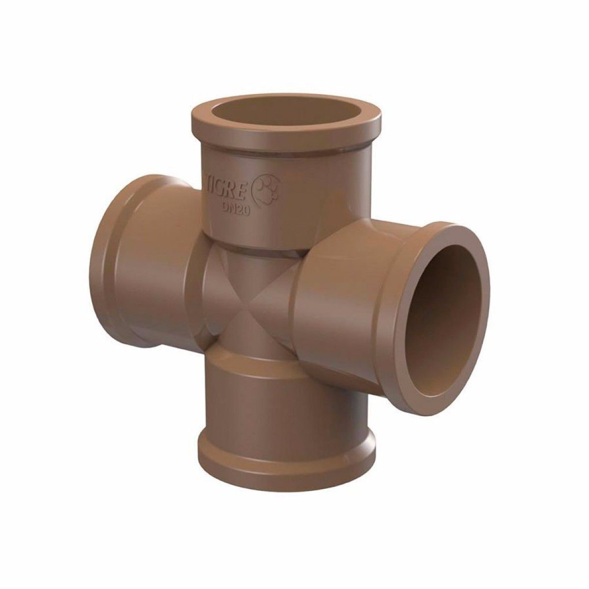 Cruzeta Água Fria Soldável 50mm Marrom, marca Tigre - Foto Principal